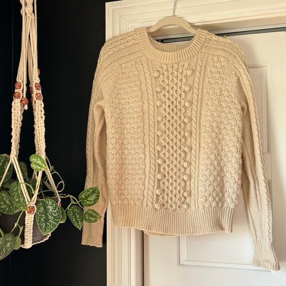 J. Crew Sweaters - JCrew - Women Size Medium - Cream  blended lambswool - Pom Pom Front